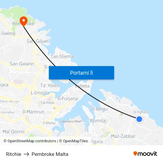 Ritchie to Pembroke Malta map