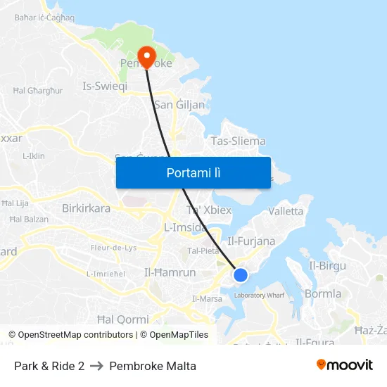 Park & Ride 2 to Pembroke Malta map