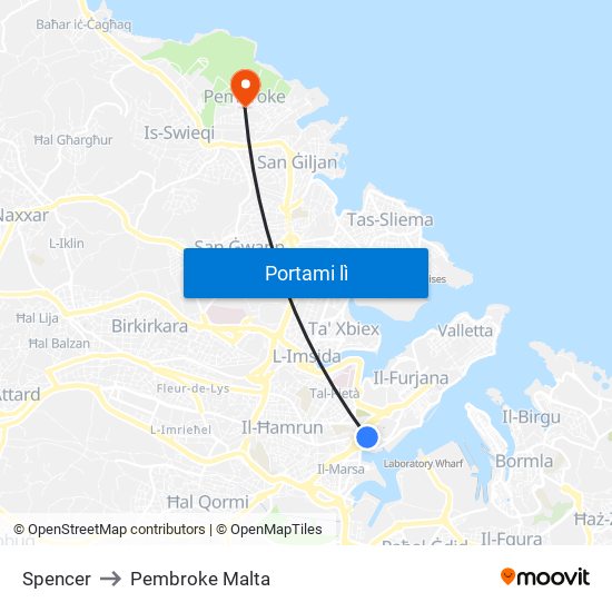 Spencer to Pembroke Malta map
