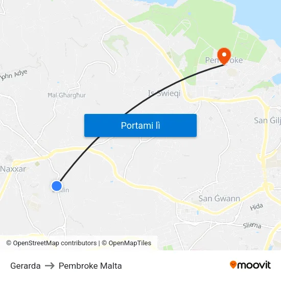 Gerarda to Pembroke Malta map