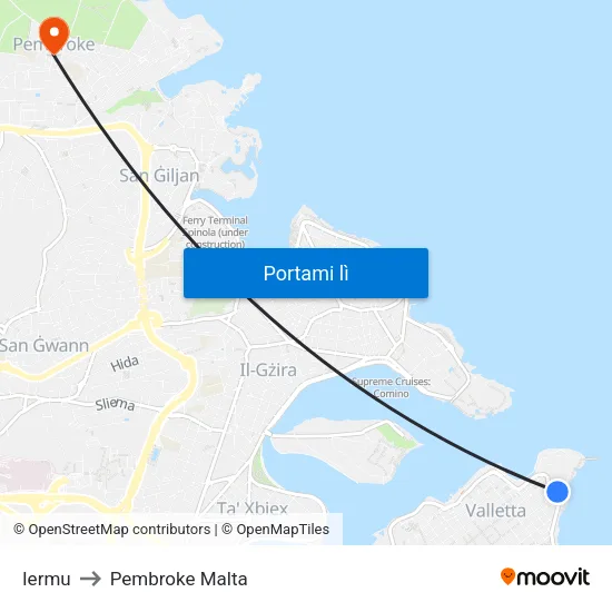 Iermu to Pembroke Malta map