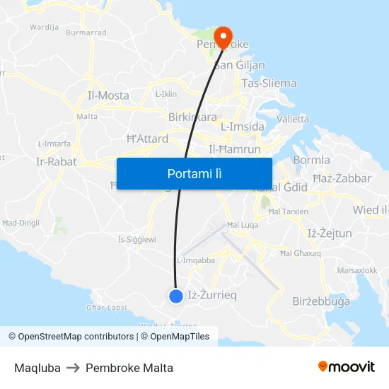 Maqluba to Pembroke Malta map