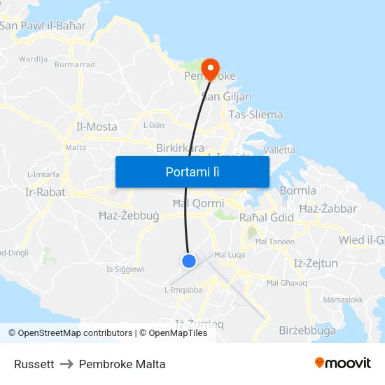 Russett to Pembroke Malta map