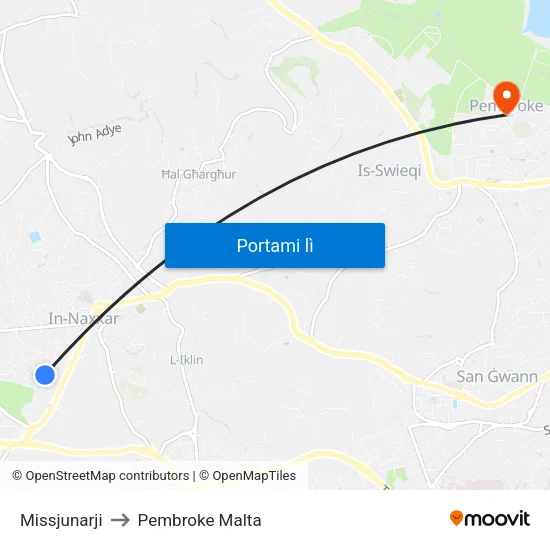 Missjunarji to Pembroke Malta map