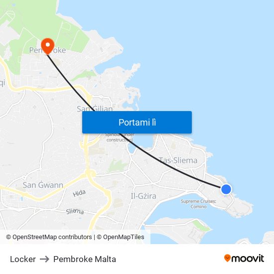 Locker to Pembroke Malta map