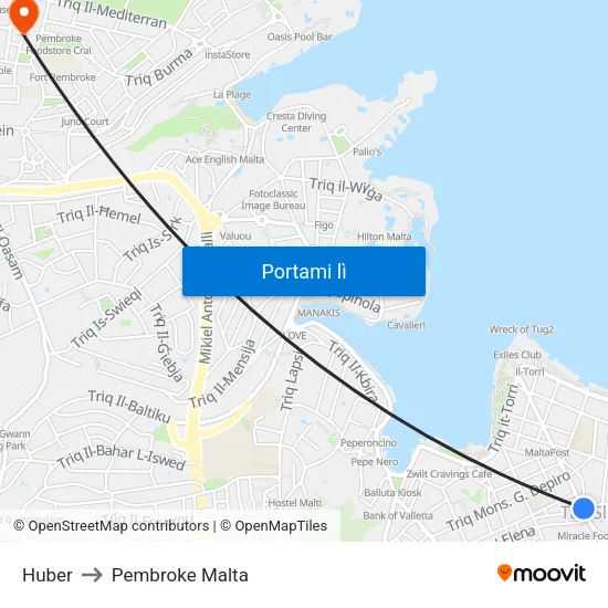 Huber to Pembroke Malta map