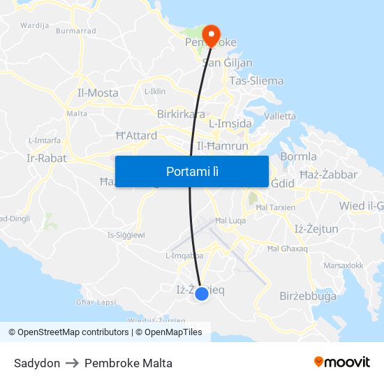 Sadydon to Pembroke Malta map