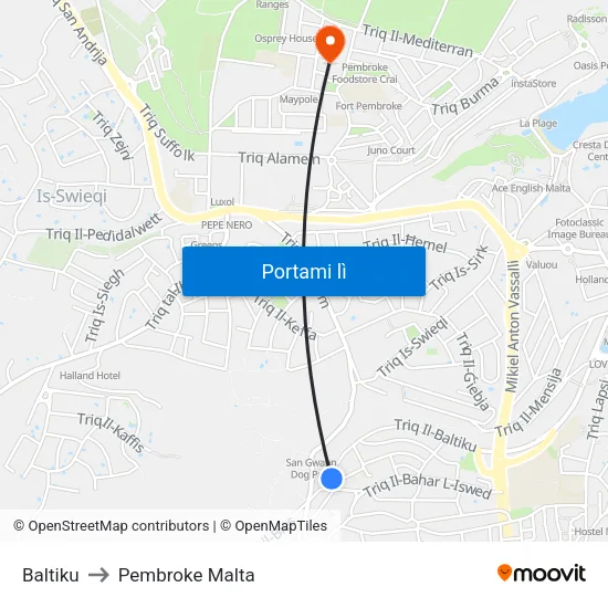 Baltiku to Pembroke Malta map