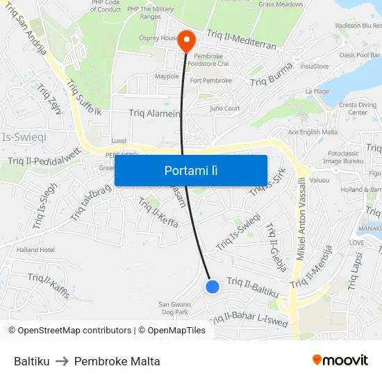 Baltiku to Pembroke Malta map