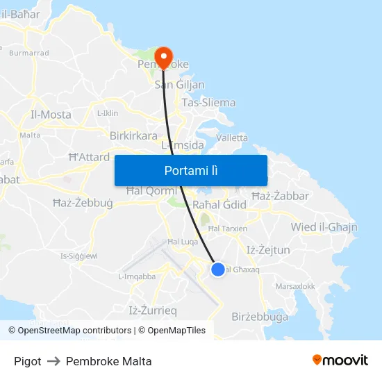 Pigot to Pembroke Malta map