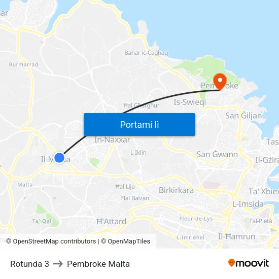 Rotunda 3 to Pembroke Malta map