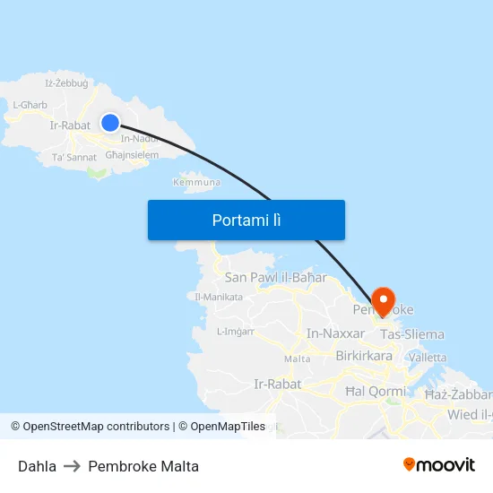 Dahla to Pembroke Malta map