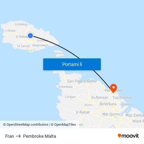 Fran to Pembroke Malta map