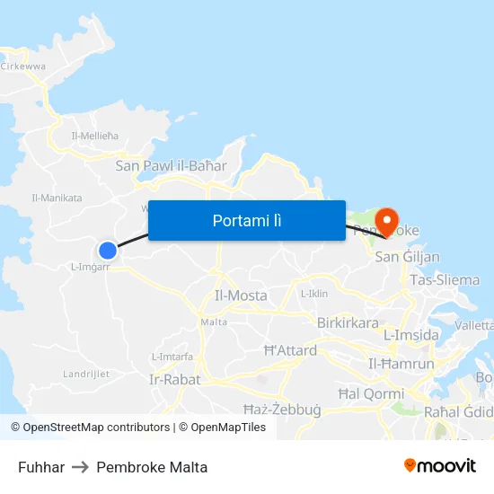 Fuhhar to Pembroke Malta map