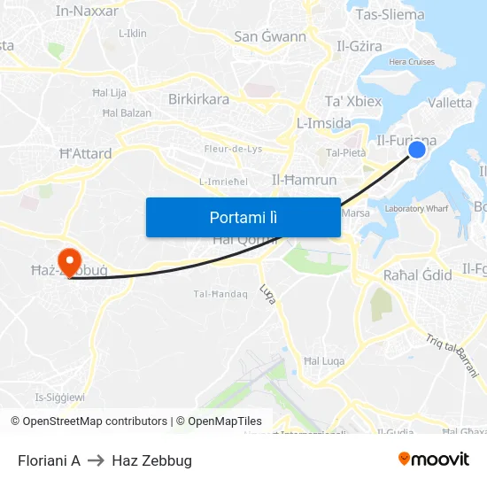 Floriani A to Haz Zebbug map