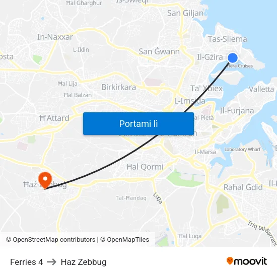 Ferries 4 to Haz Zebbug map