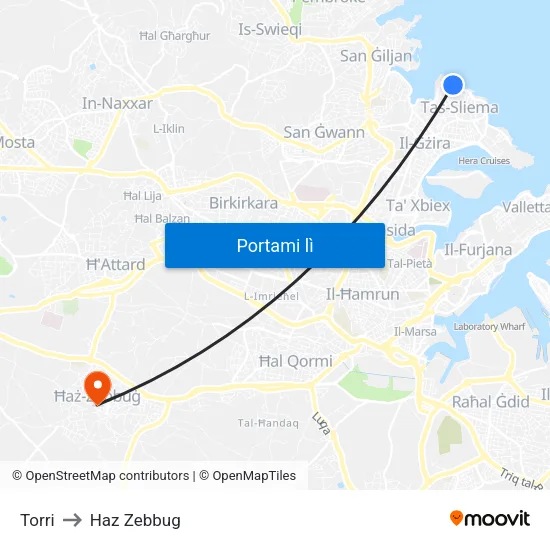 Torri to Haz Zebbug map