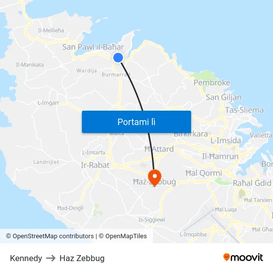 Kennedy to Haz Zebbug map