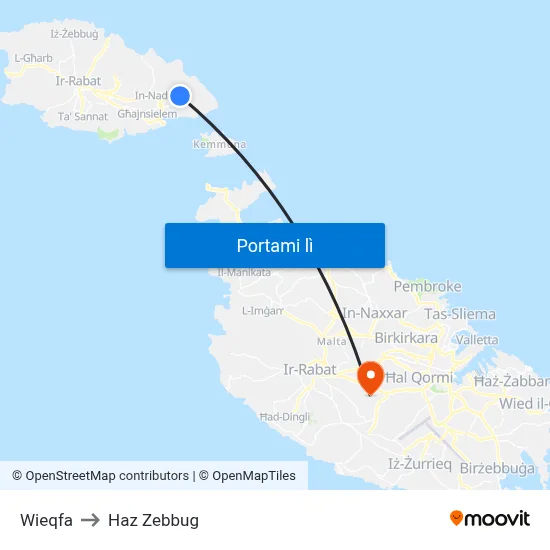 Wieqfa to Haz Zebbug map