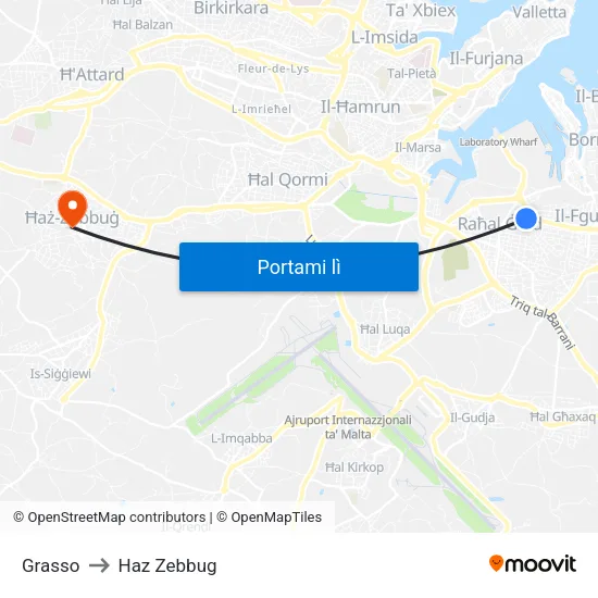 Grasso to Haz Zebbug map