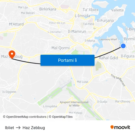 Ibliet to Haz Zebbug map