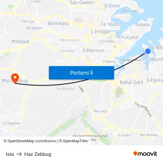 Isla to Haz Zebbug map