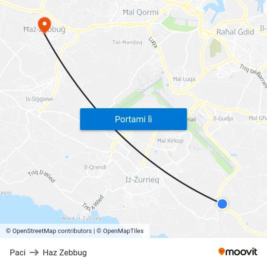 Paci to Haz Zebbug map