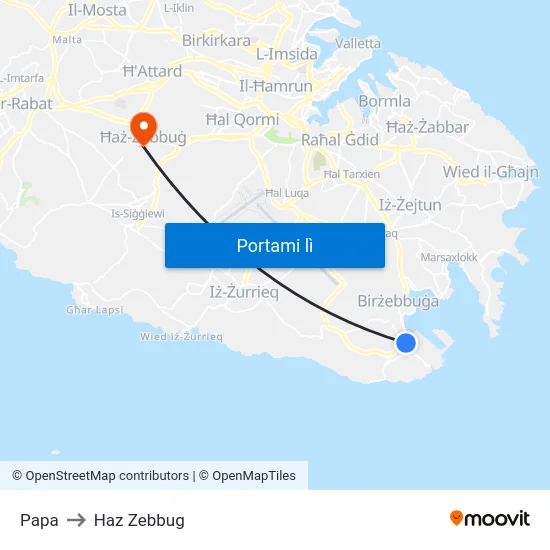 Papa to Haz Zebbug map