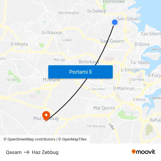 Qasam to Haz Zebbug map