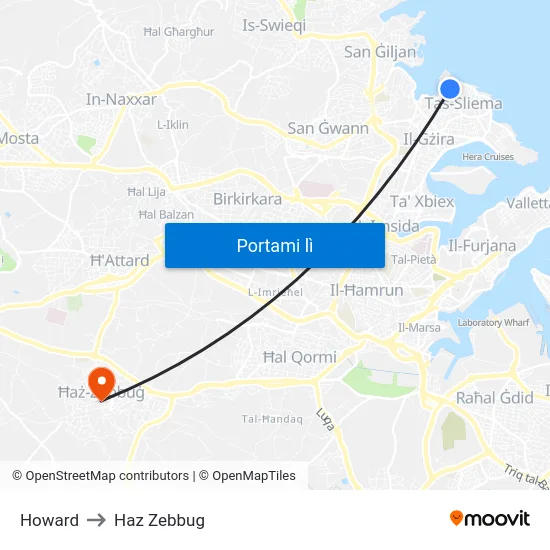 Howard to Haz Zebbug map
