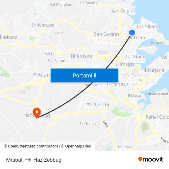 Mrabat to Haz Zebbug map