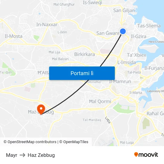 Mayr to Haz Zebbug map