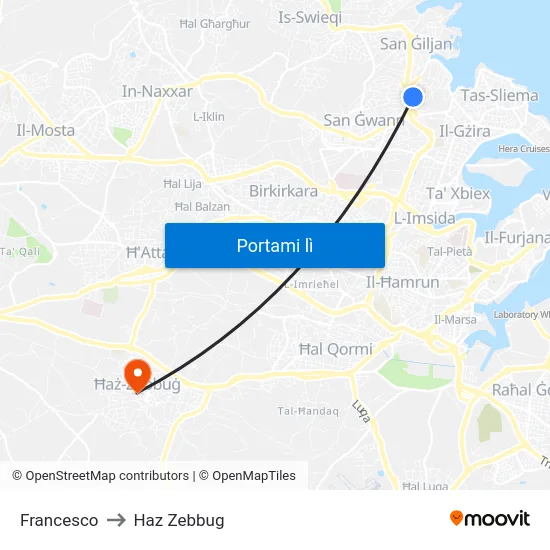 Francesco to Haz Zebbug map