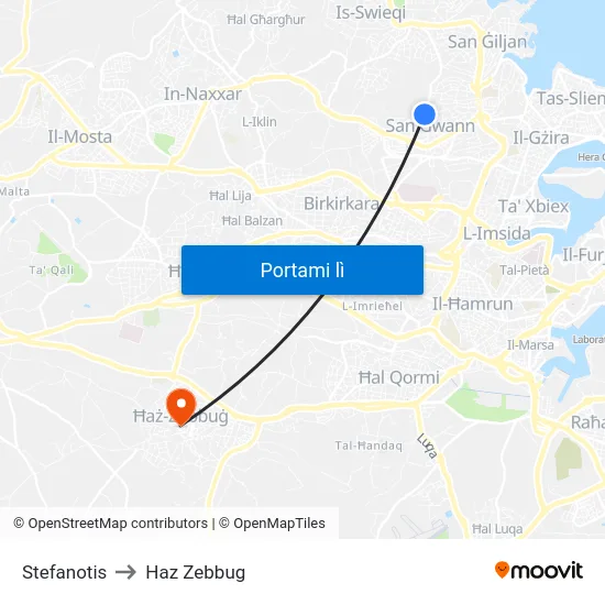 Stefanotis to Haz Zebbug map
