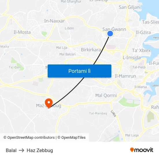 Balal to Haz Zebbug map