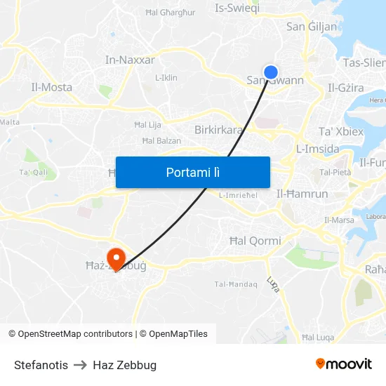 Stefanotis to Haz Zebbug map