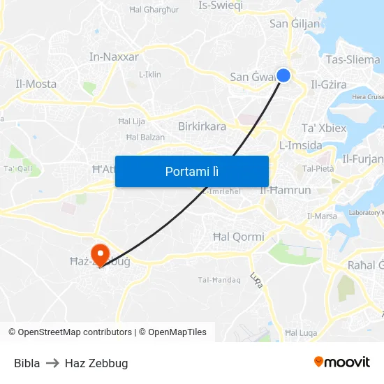 Bibla to Haz Zebbug map