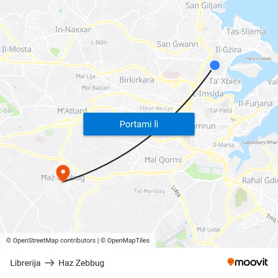 Librerija to Haz Zebbug map