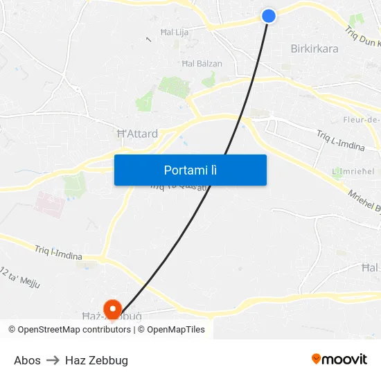 Abos to Haz Zebbug map