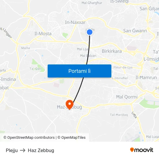 Plejju to Haz Zebbug map