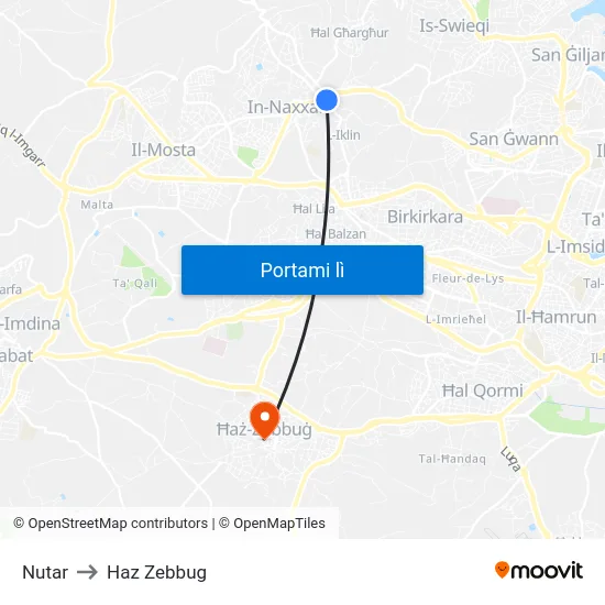 Nutar to Haz Zebbug map
