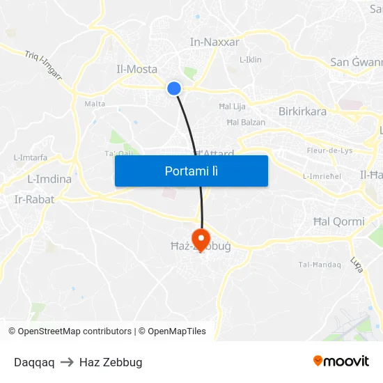 Daqqaq to Haz Zebbug map