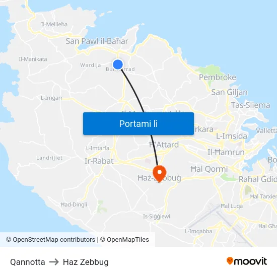 Qannotta to Haz Zebbug map