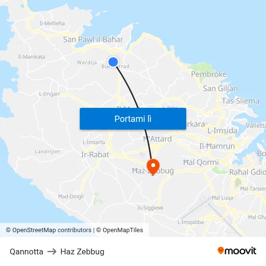 Qannotta to Haz Zebbug map