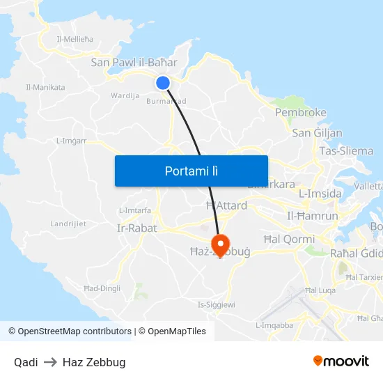 Qadi to Haz Zebbug map