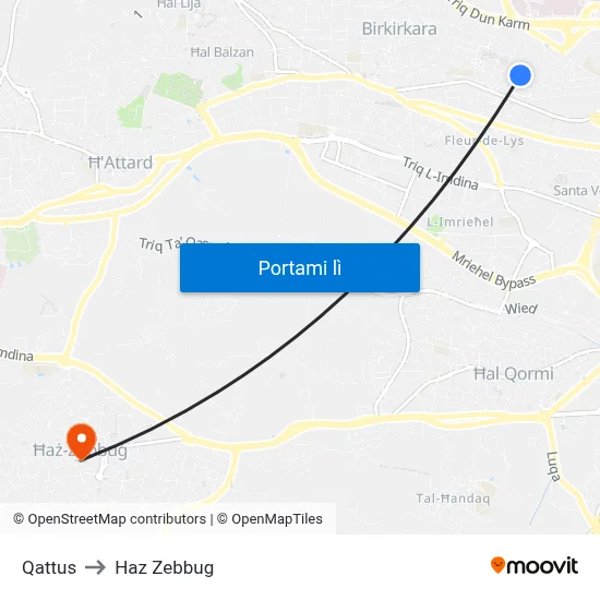 Qattus to Haz Zebbug map