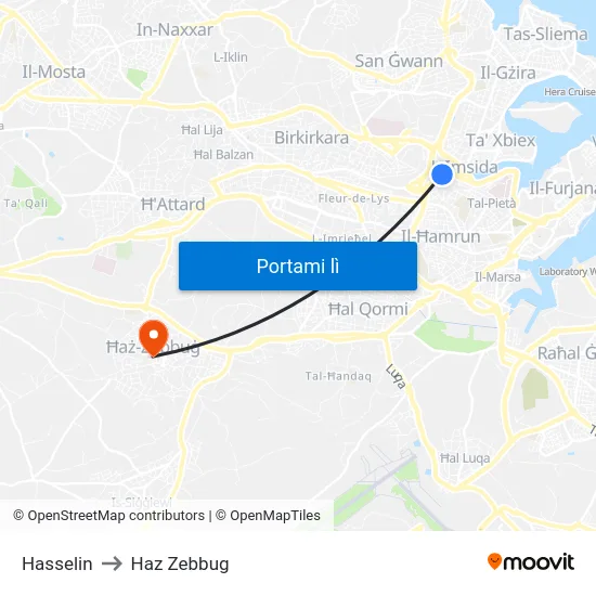 Hasselin to Haz Zebbug map