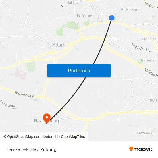 Tereza to Haz Zebbug map