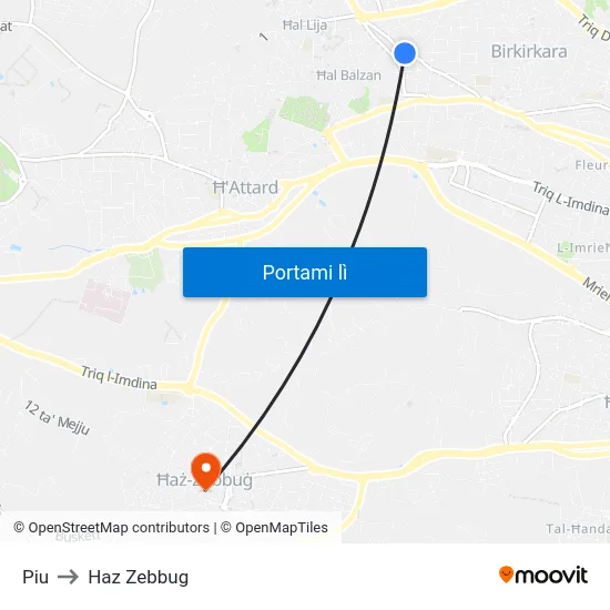 Piu to Haz Zebbug map
