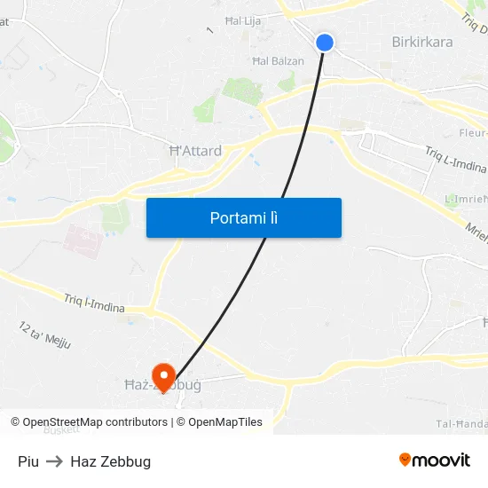 Piu to Haz Zebbug map